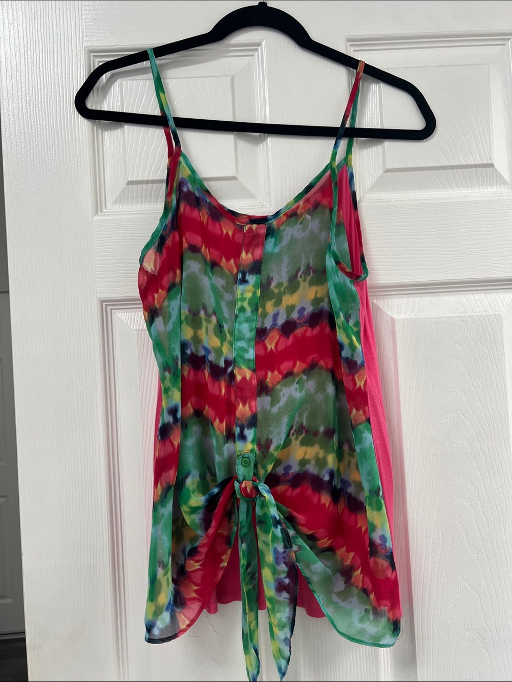 Women’s Multicolor Tie-Front Top - Spaghetti Strap